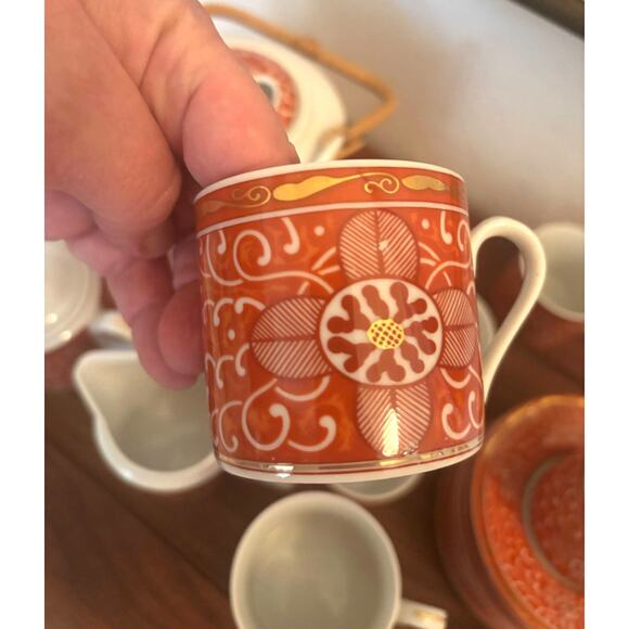 Vintage MCM Georges Briard Imperial Brocade Porcelain Tea Set 19 Piece ~ Japan - Picture 4 of 7